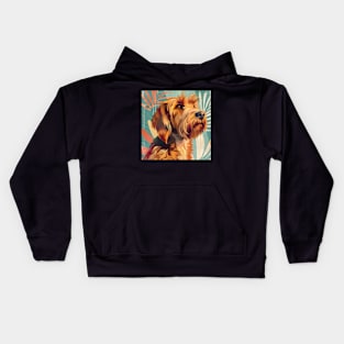 70s Otterhound Vibes: Pastel Pup Parade Kids Hoodie